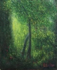 Painting of light through lush greenery